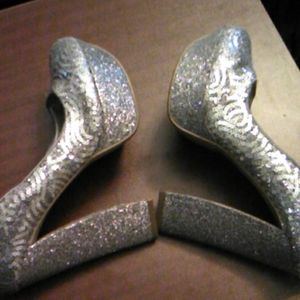 Silver platforms heels